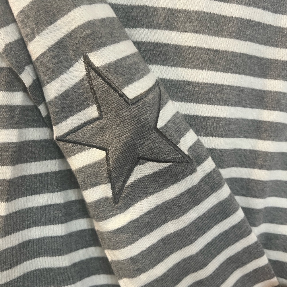 Kate Spade New NWOT Gray and White Striped Sweater S-XL